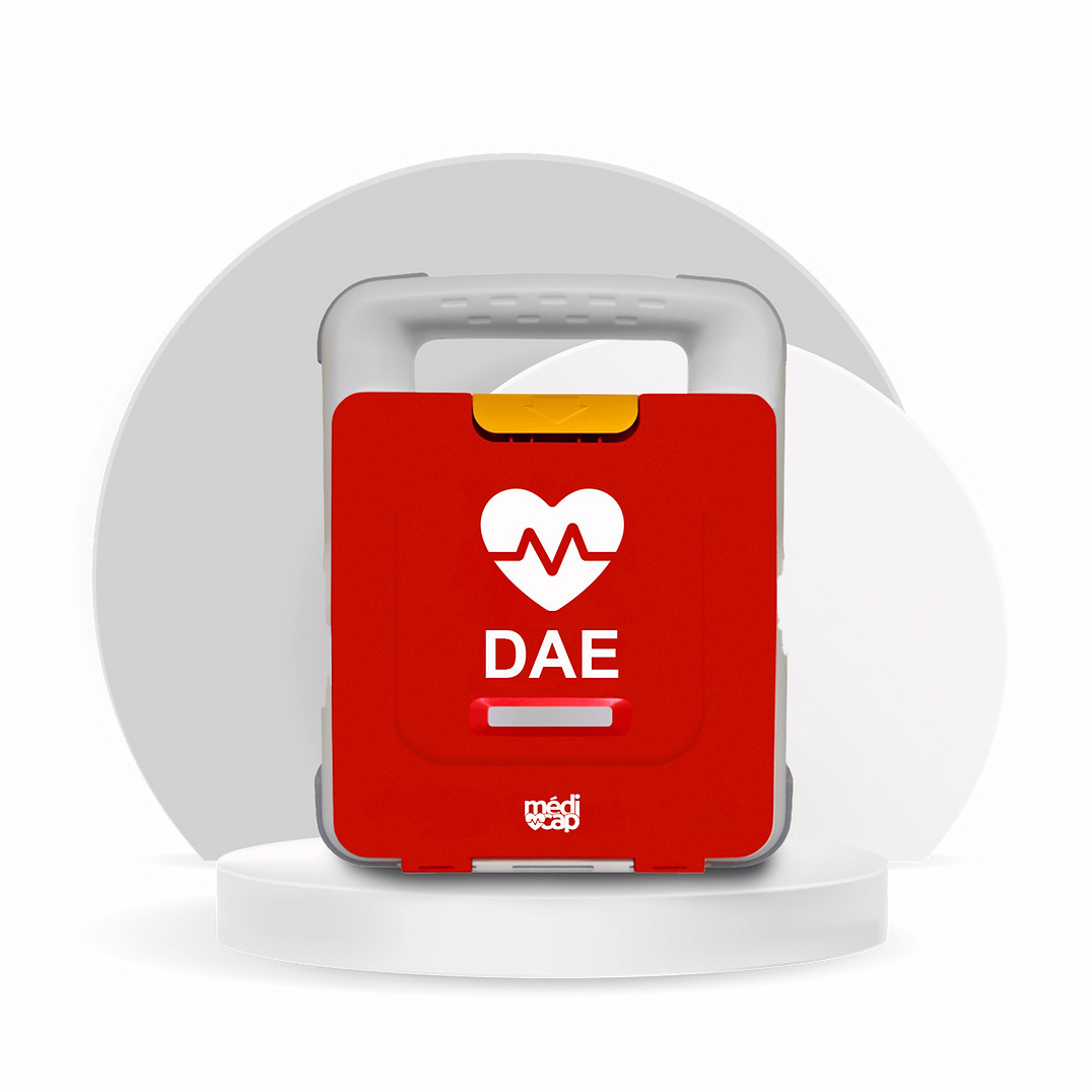 Défibrillateur automatisé externe (DAE) Médicap, boîtier de signalisation rouge